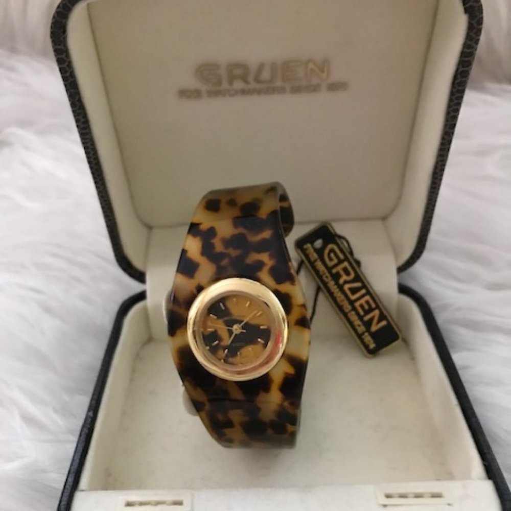 NWT GRUEN TORTOISE CUFF WATCH